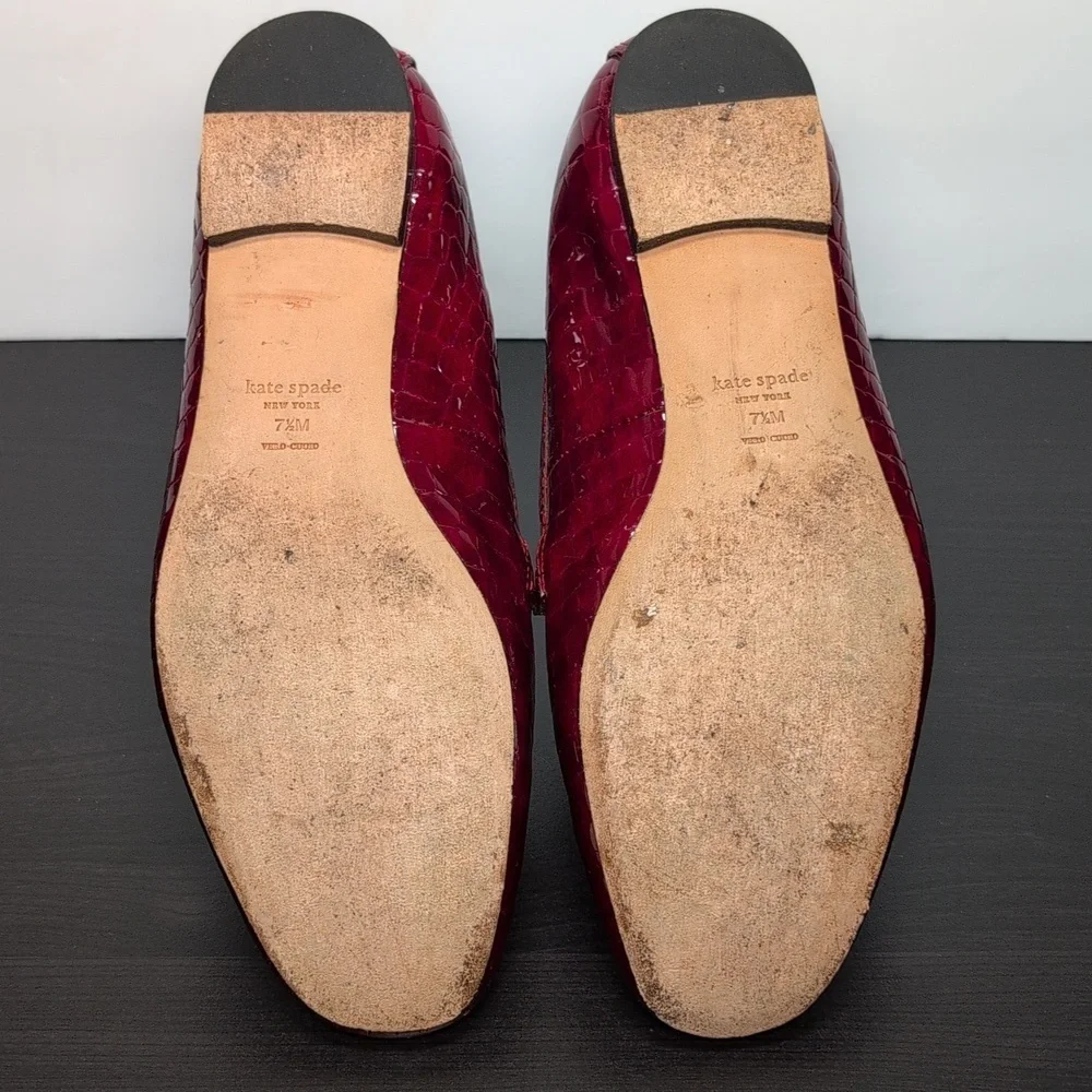 Kate Spade New York Lana Croc-embossed red loafers woman's size 7.5 - Picture 13 of 16